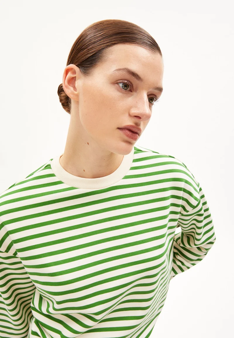 FRANKAA MAARLEN GESTREIFTES SWEATSHIRT | undyed-ivy green