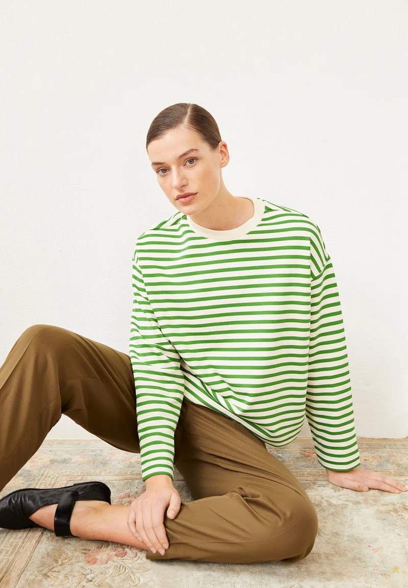 FRANKAA MAARLEN GESTREIFTES SWEATSHIRT | undyed-ivy green