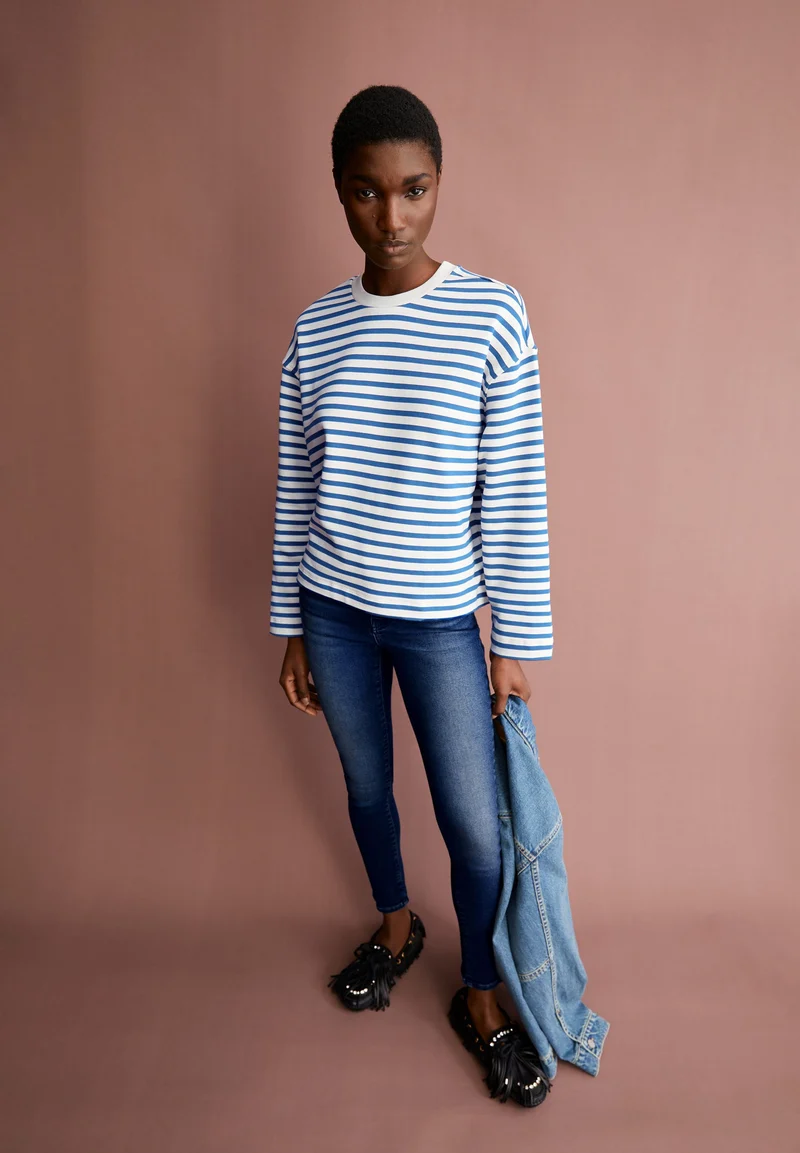 FRANKAA MAARLEN GESTREIFTES SWEATSHIRT | undyed-dark morning