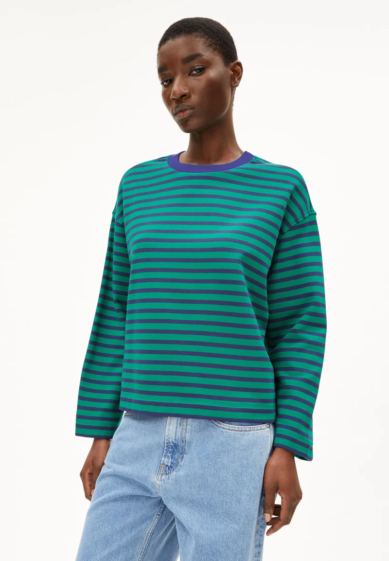 FRANKAA MAARLEN GESTREIFTES SWEATSHIRT | emerald green-blue noon