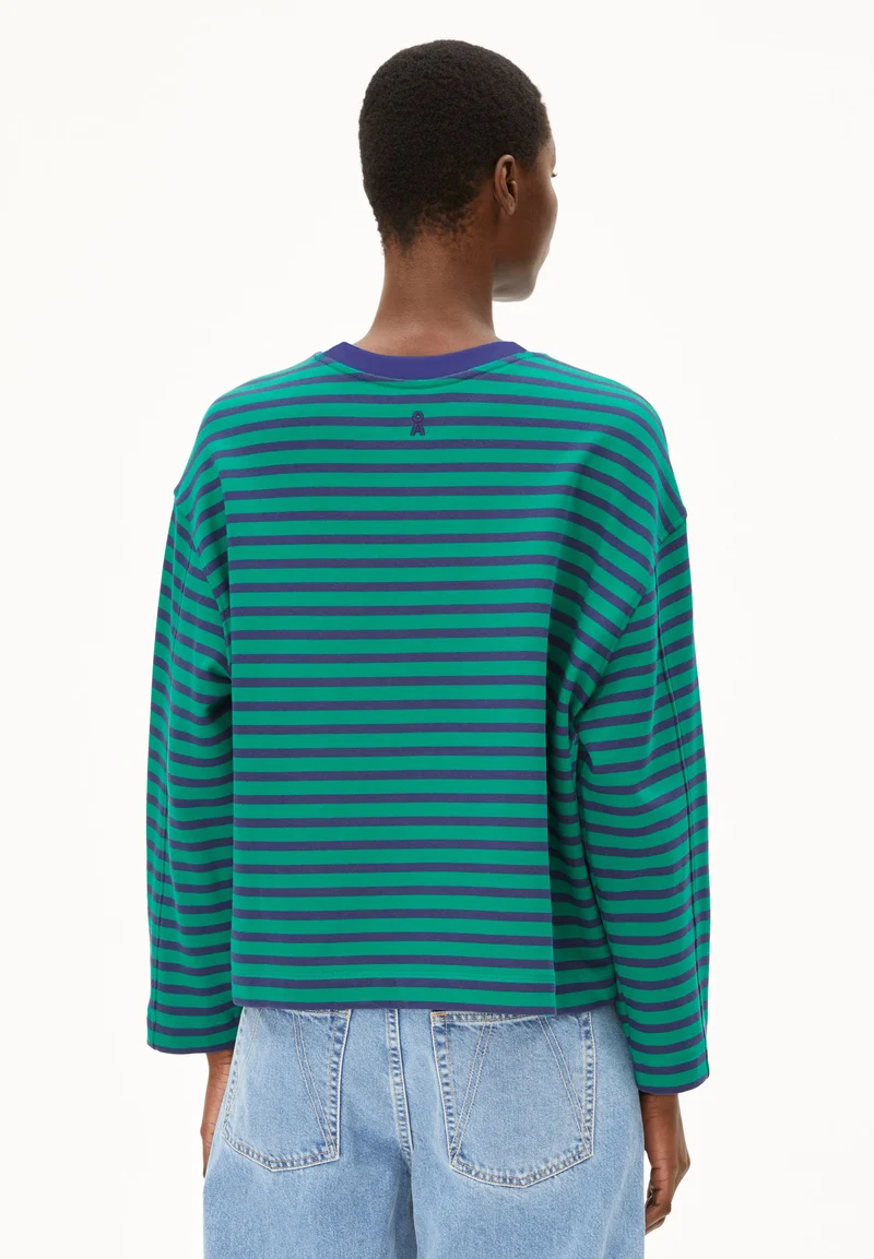 FRANKAA MAARLEN GESTREIFTES SWEATSHIRT | emerald green-blue noon