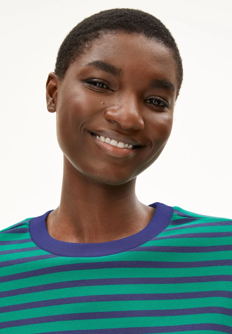 FRANKAA MAARLEN GESTREIFTES SWEATSHIRT | emerald green-blue noon