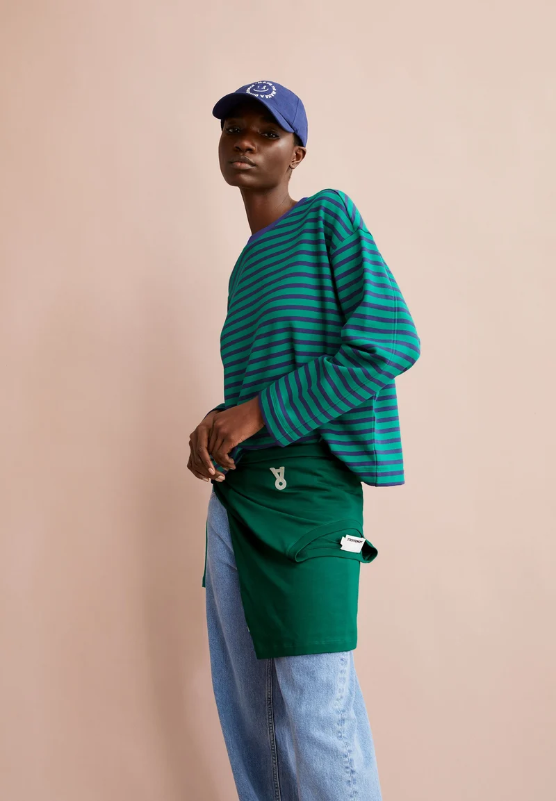 FRANKAA MAARLEN GESTREIFTES SWEATSHIRT | emerald green-blue noon