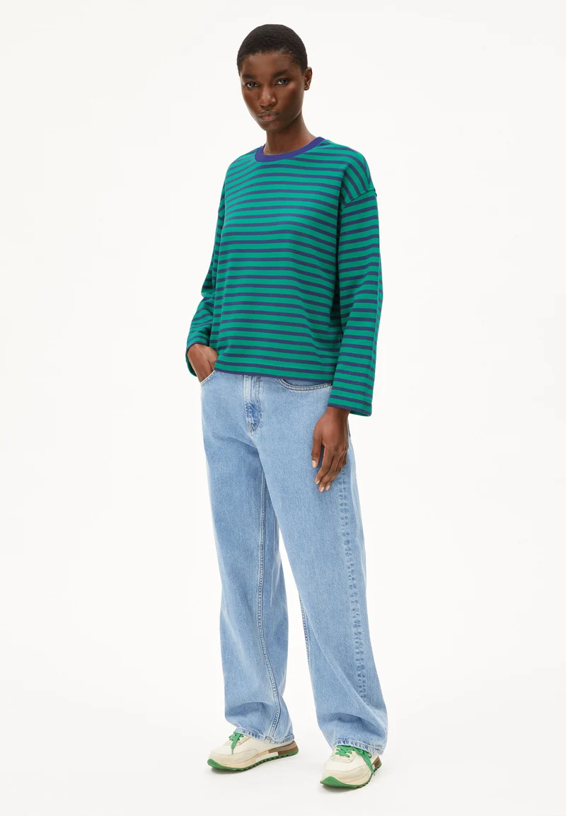 FRANKAA MAARLEN GESTREIFTES SWEATSHIRT | emerald green-blue noon