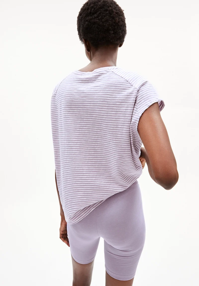 ONELIAA LOVELY STRIPES T-SHIRT | purple noise-oatmilk