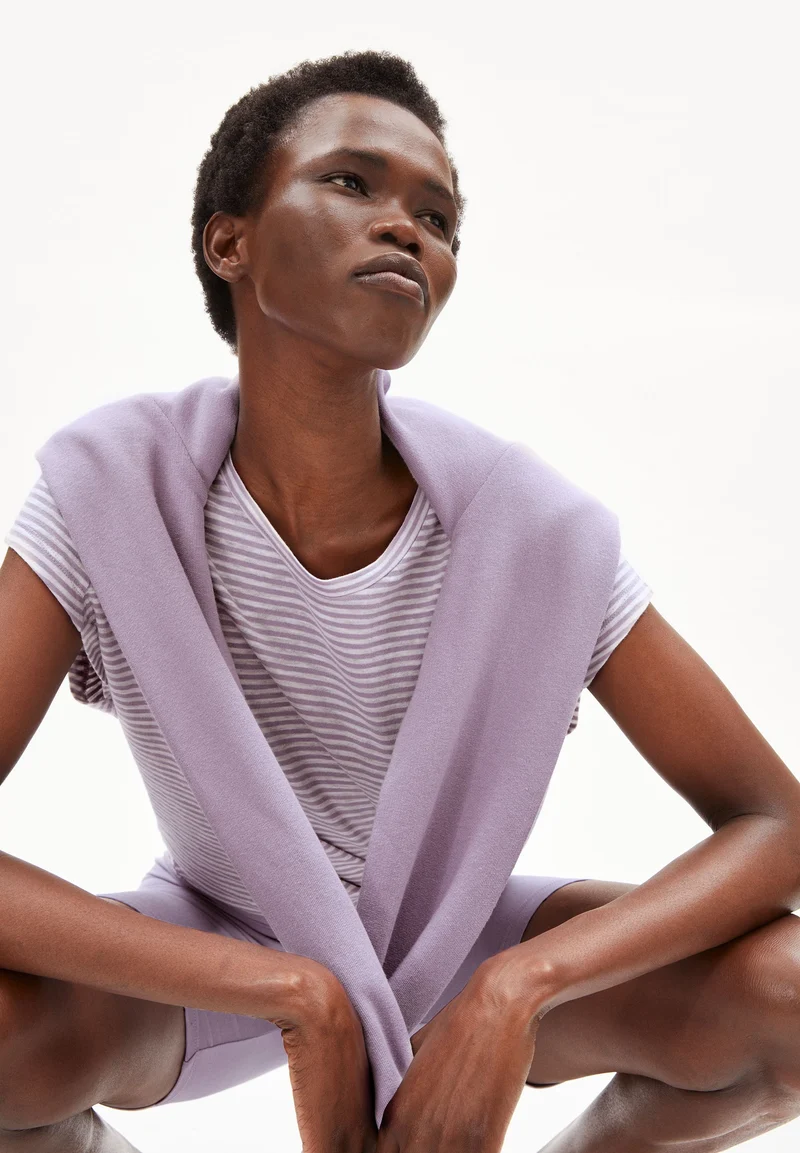 ONELIAA LOVELY STRIPES T-SHIRT | purple noise-oatmilk
