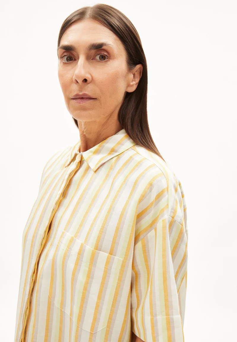 SESSAA STRIPED LINO | off white-mangorange