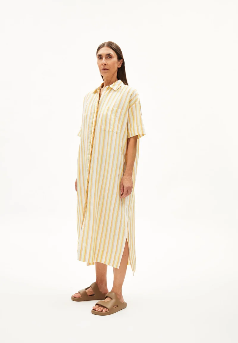 SESSAA STRIPED LINO | off white-mangorange