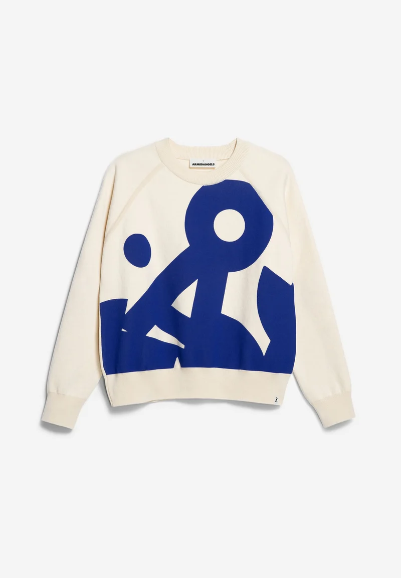 YADIRAA PLACED PRINT | oatmilk-warm blue