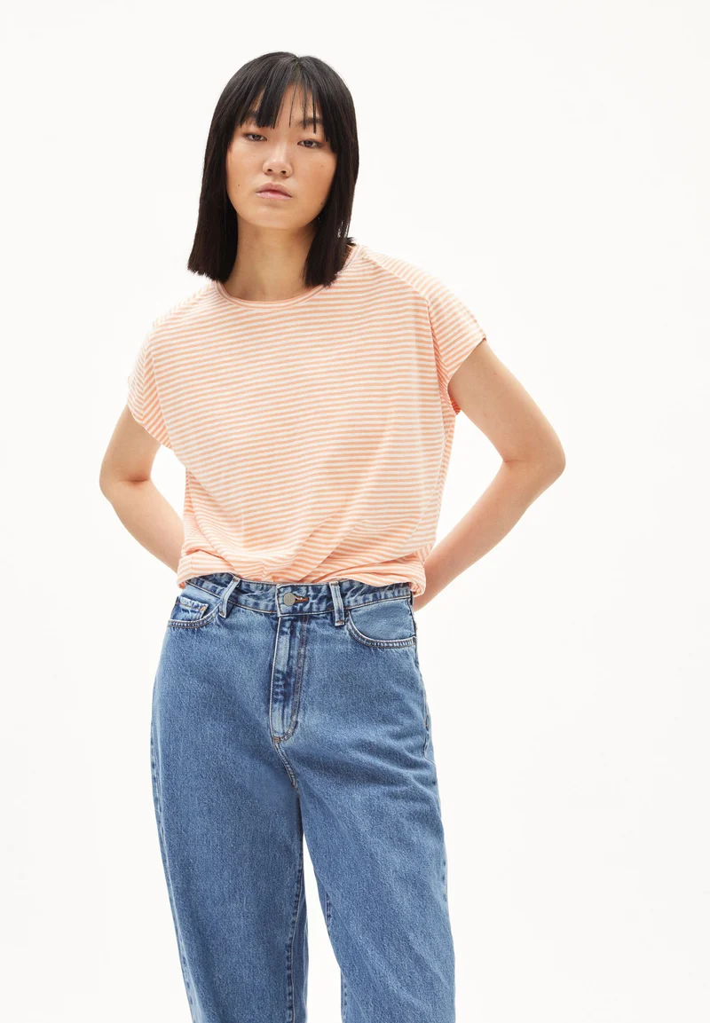 ONELIAA LOVELY STRIPES T-SHIRT | warm peach-oatmilk