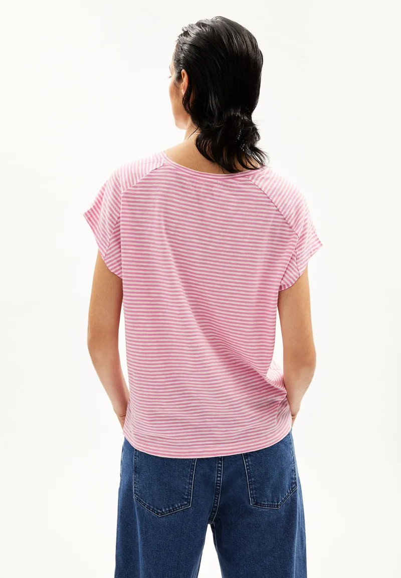 ONELIAA LOVELY STRIPES T-SHIRT | raspberry pink-oatmilk
