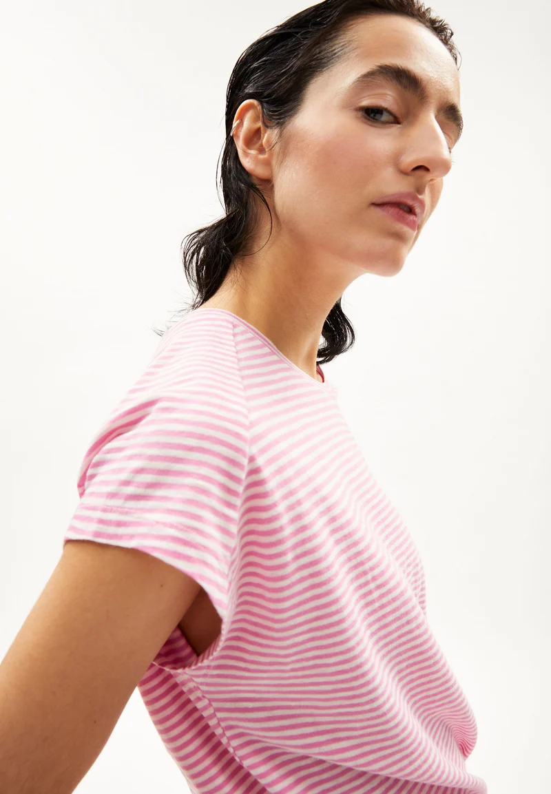 ONELIAA LOVELY STRIPES T-SHIRT | raspberry pink-oatmilk