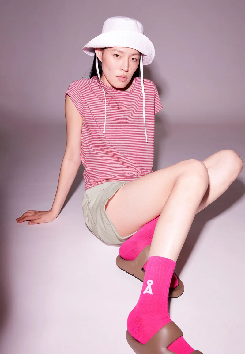 ONELIAA LOVELY STRIPES T-SHIRT | bright raspberry-light desert