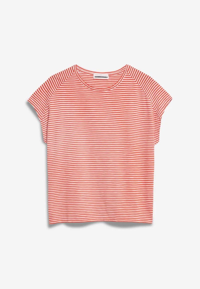 ONELIAA LOVELY STRIPES T-SHIRT | poppy red-oatmilk