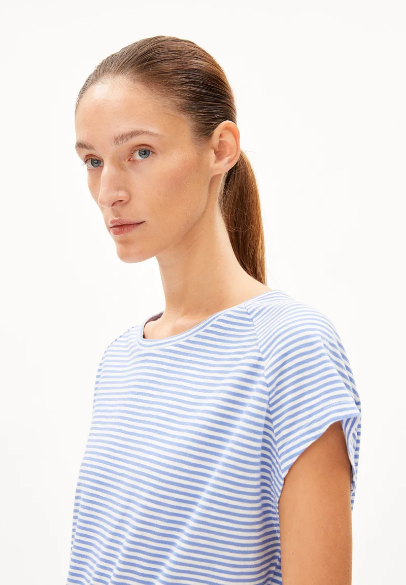 ONELIAA LOVELY STRIPES T-SHIRT | blue bloom-oatmilk