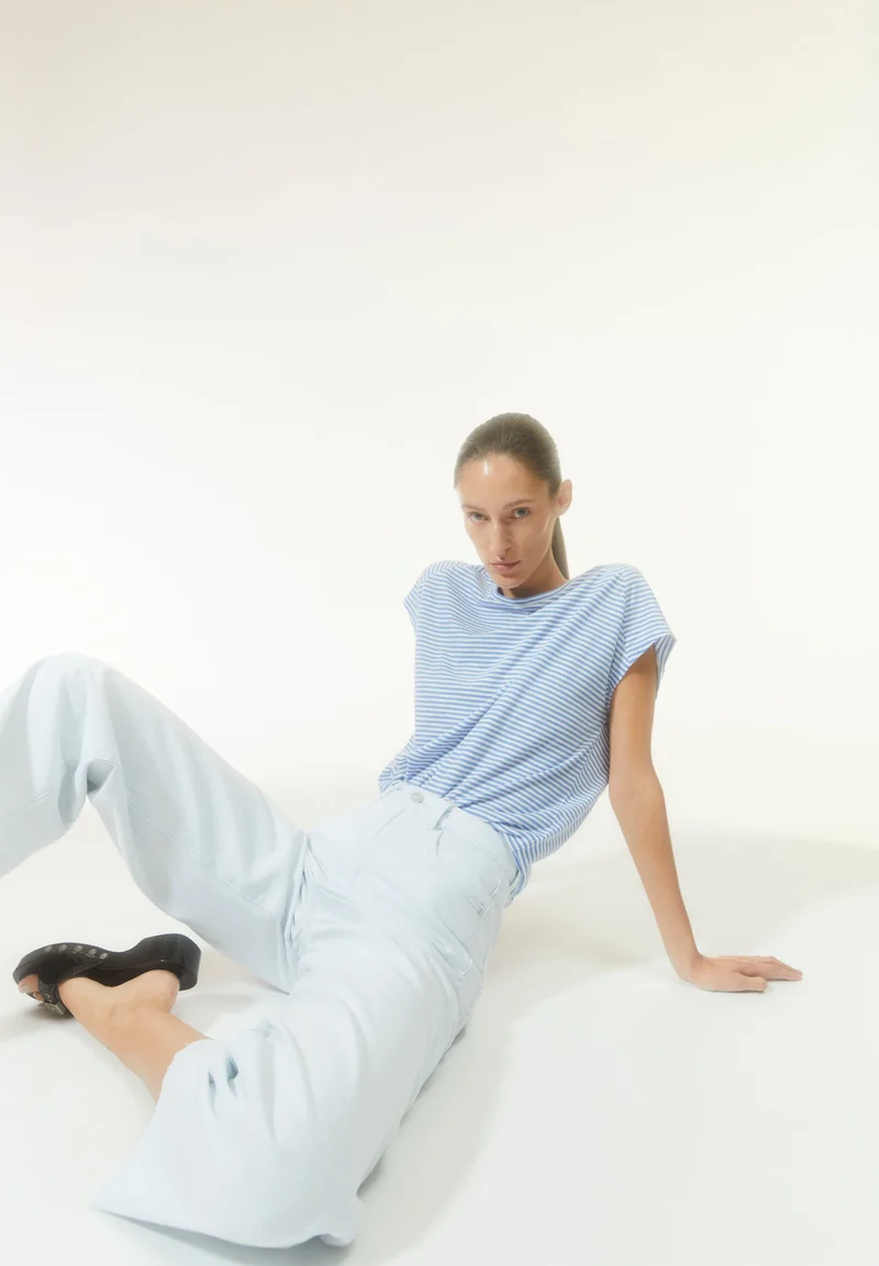 ONELIAA LOVELY STRIPES T-SHIRT | blue bloom-oatmilk