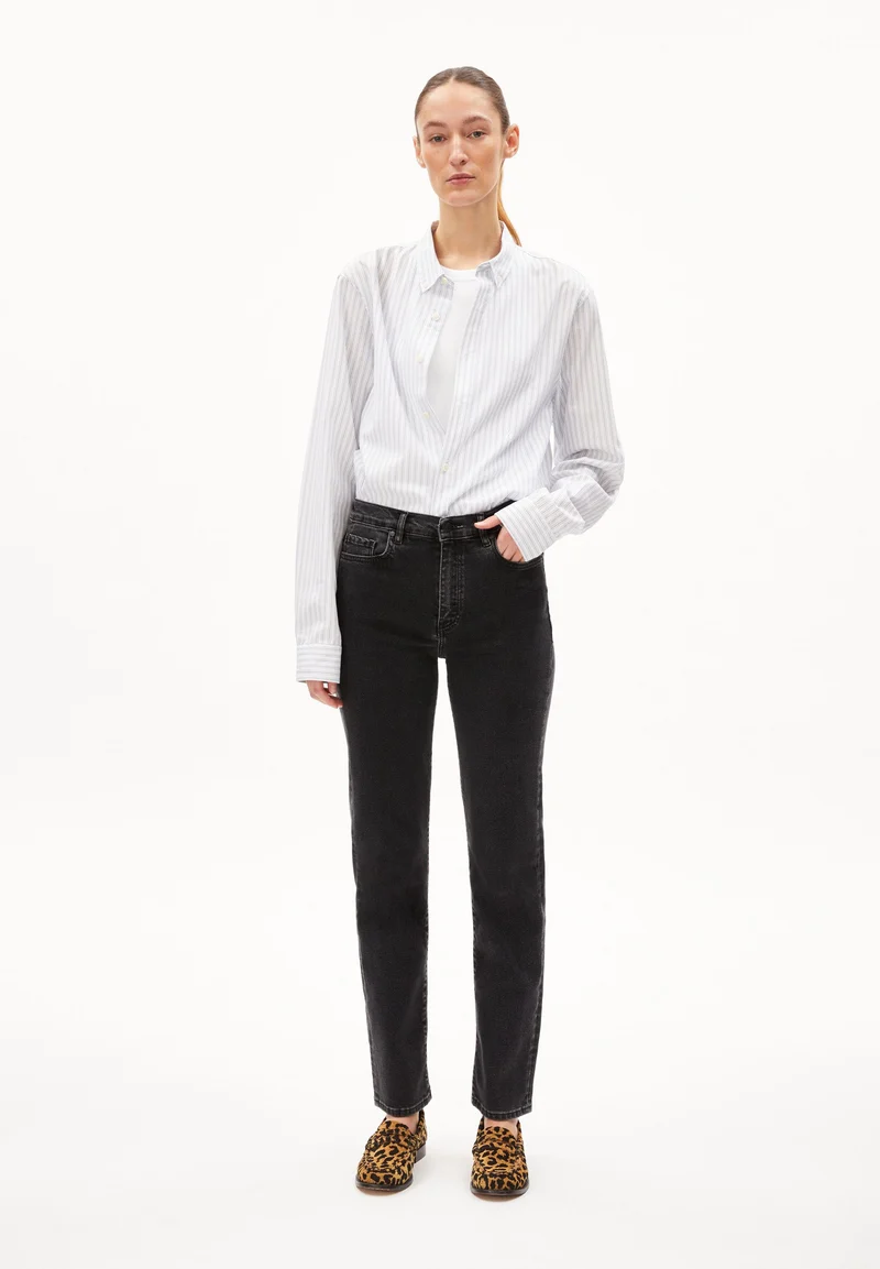 CARENAA MID STRAIGHT JEANS | true ebony black