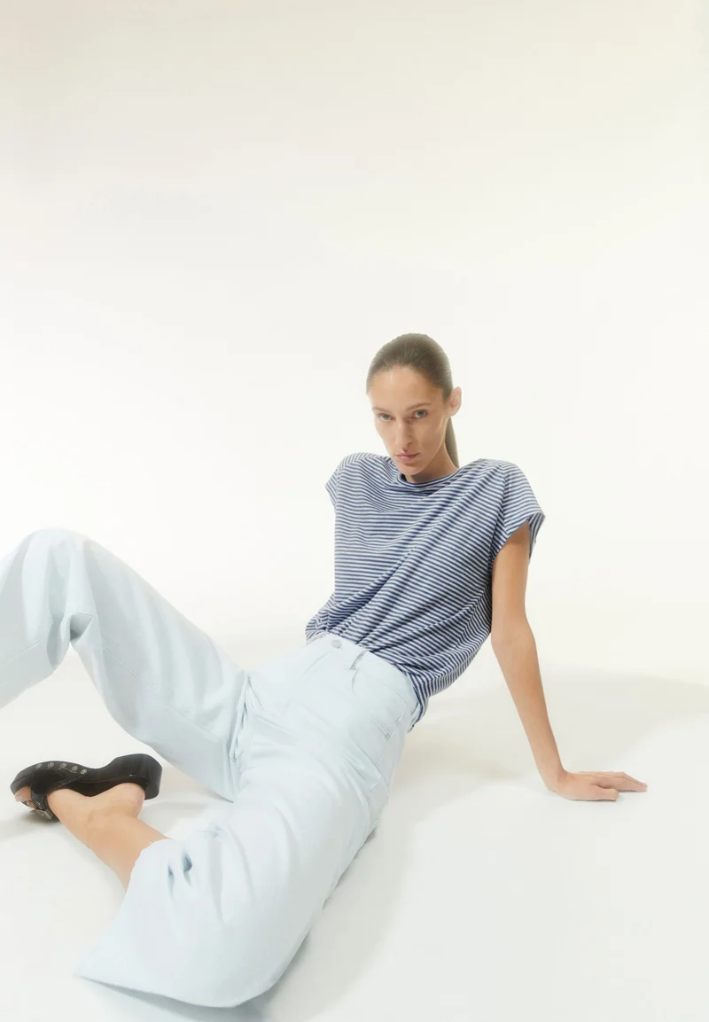 ONELIAA LOVELY STRIPES T-SHIRT | faded indigo-oatmilk
