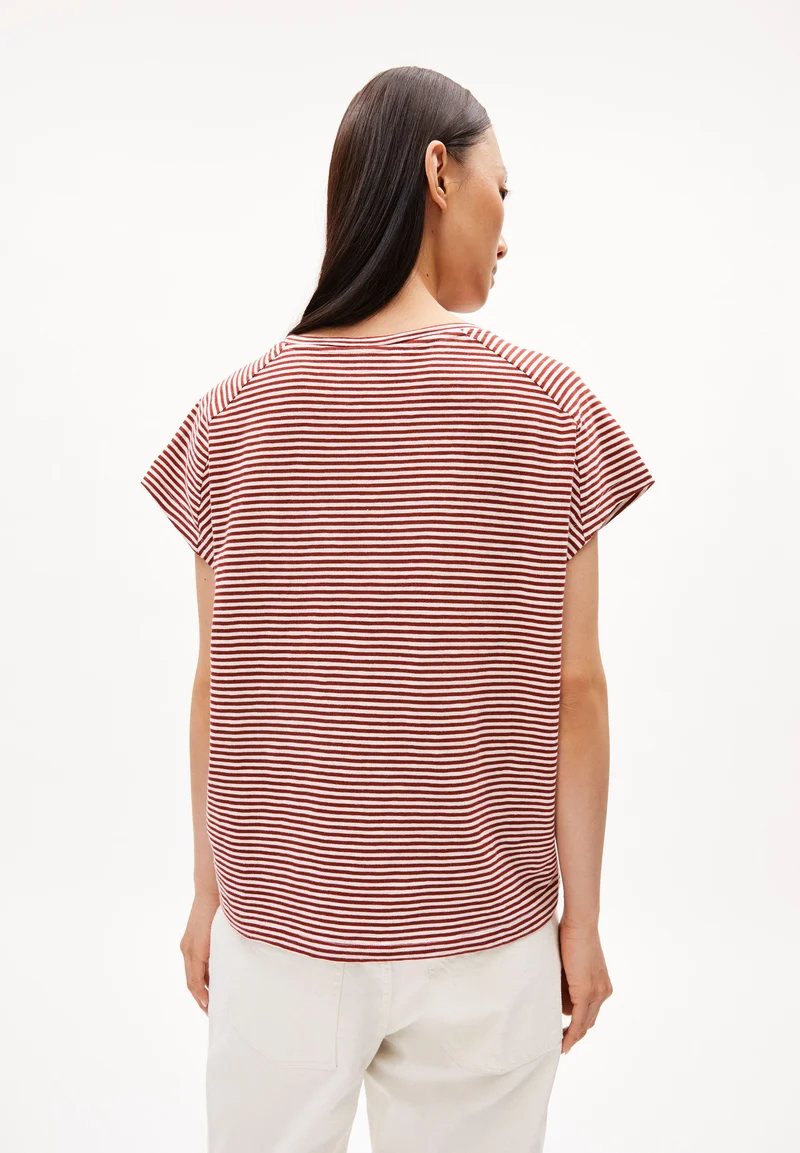 ONELIAA LOVELY STRIPES T-SHIRT | dark crimson-oatmilk