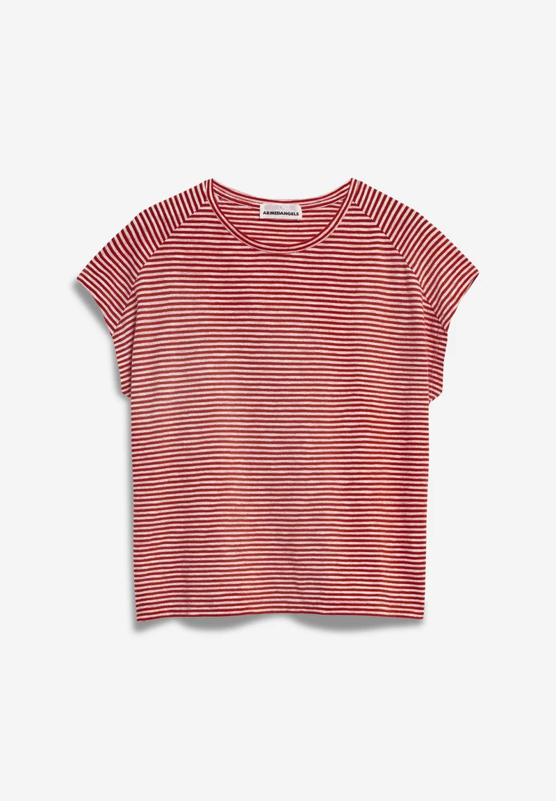 ONELIAA LOVELY STRIPES T-SHIRT | dark crimson-oatmilk