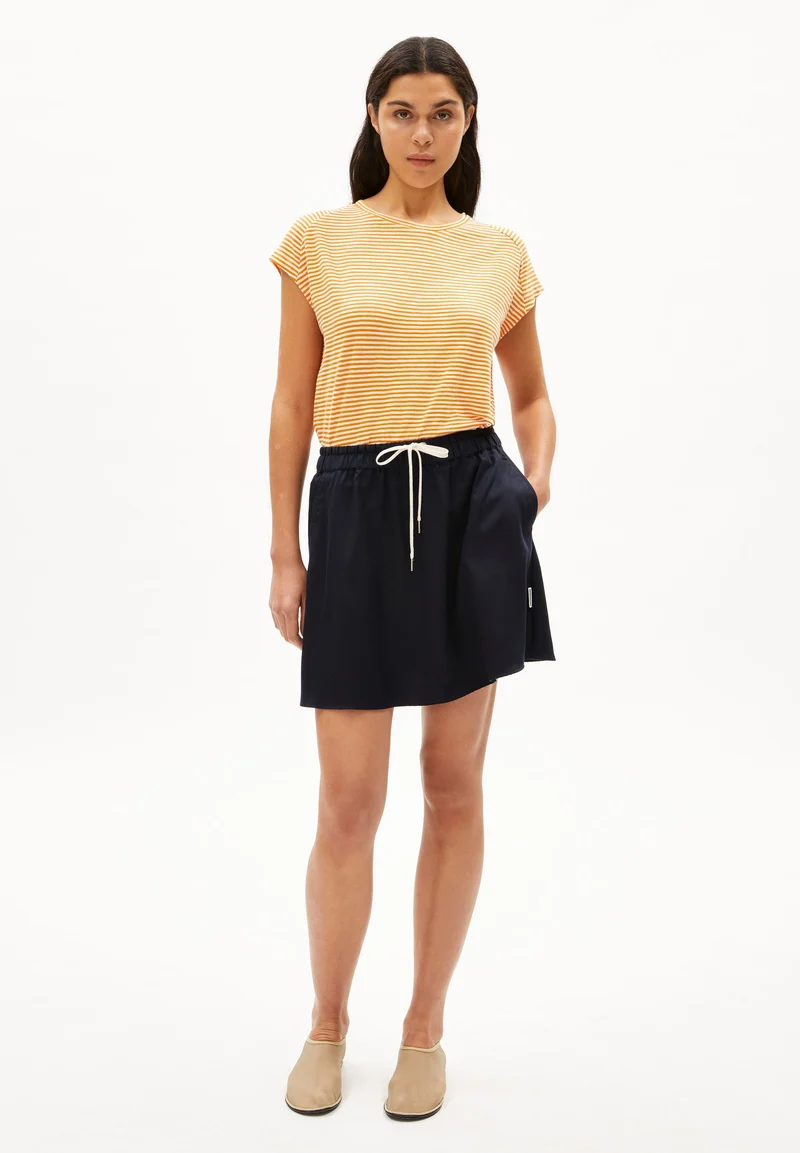ONELIAA LOVELY STRIPES T-SHIRT | oatmilk-light tangerine