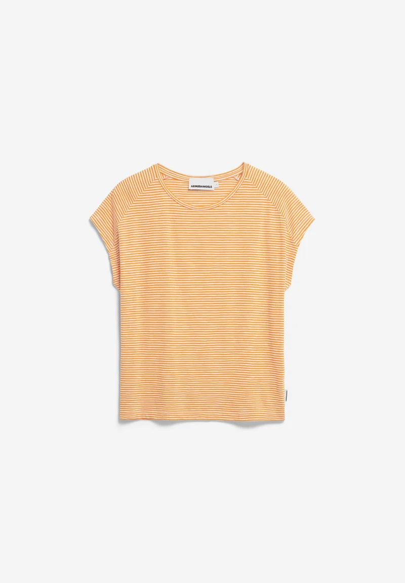 ONELIAA LOVELY STRIPES T-SHIRT | oatmilk-light tangerine