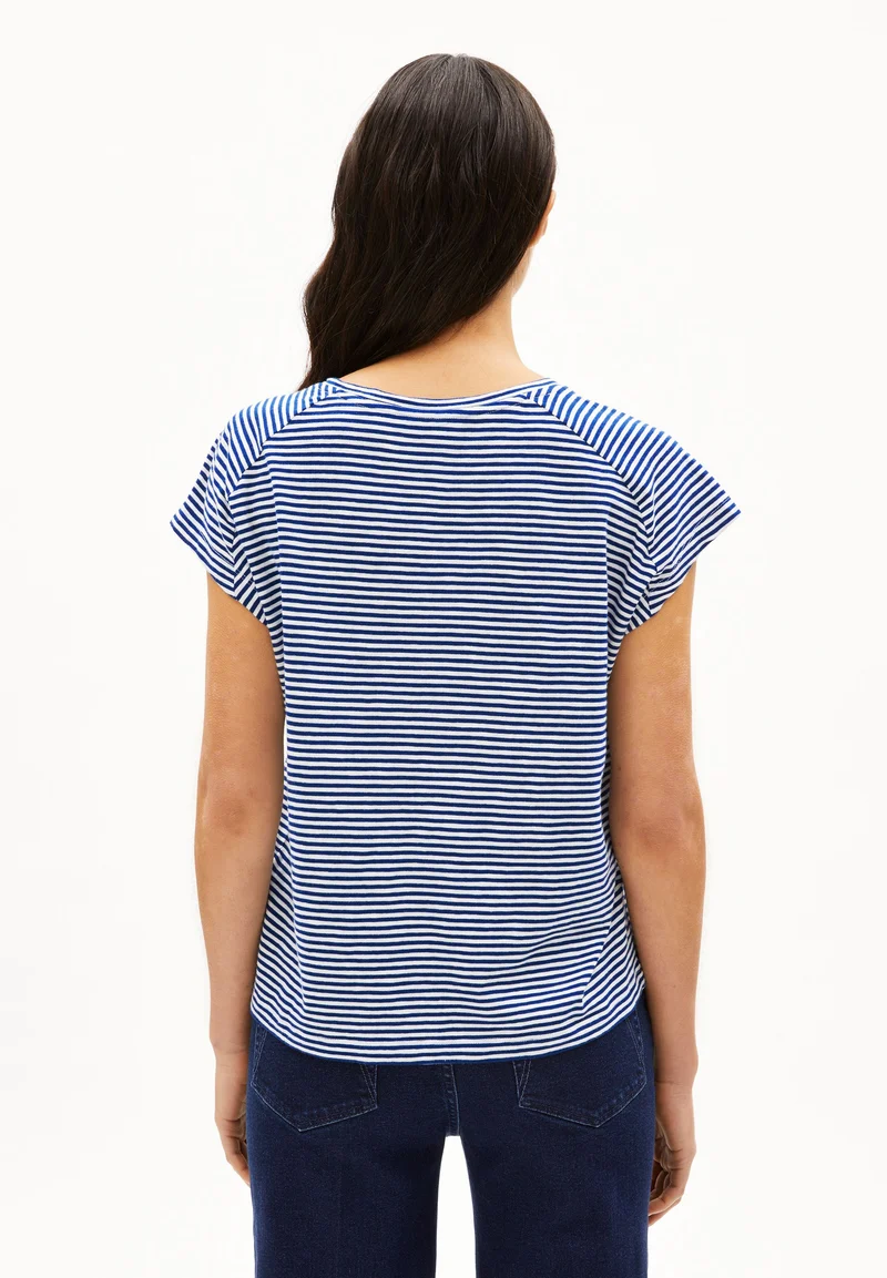 ONELIAA LOVELY STRIPES T-SHIRT | oatmilk-lapis blue