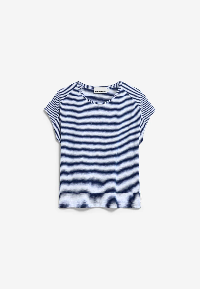 ONELIAA LOVELY STRIPES T-SHIRT | oatmilk-lapis blue