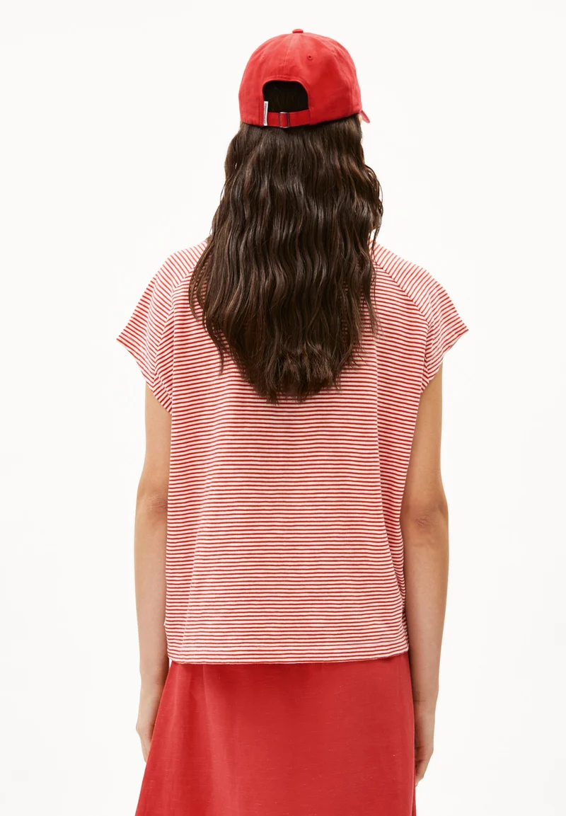 ONELIAA LOVELY STRIPES T-SHIRT | oatmilk-coral blush