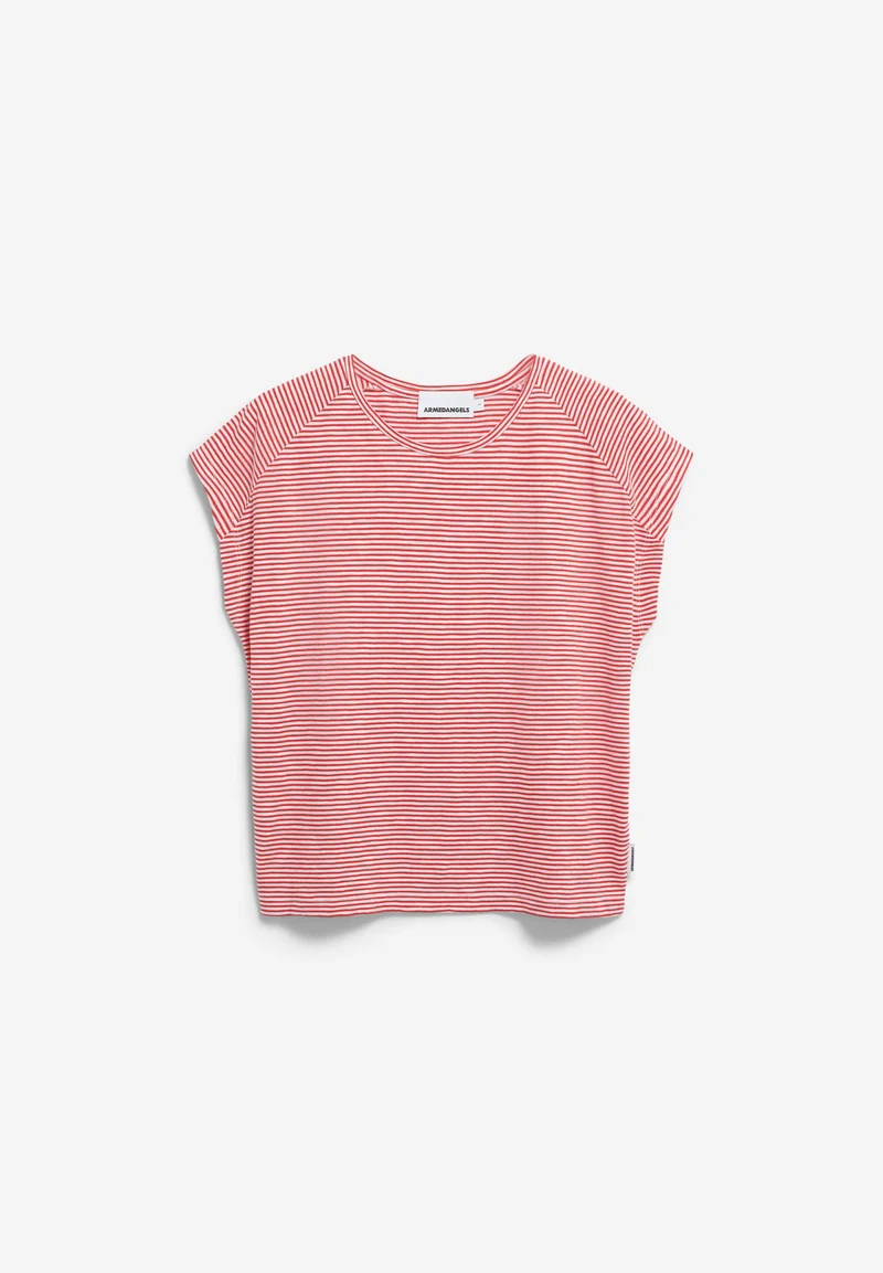 ONELIAA LOVELY STRIPES T-SHIRT | oatmilk-coral blush