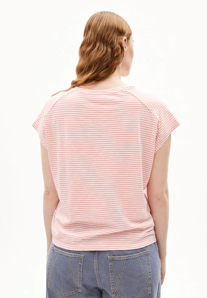 ONELIAA LOVELY STRIPES T-SHIRT | oatmilk-deep rosalilly
