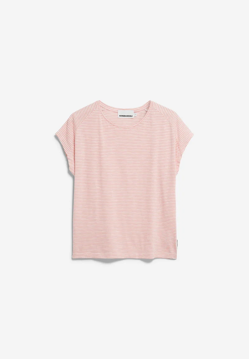 ONELIAA LOVELY STRIPES T-SHIRT | oatmilk-deep rosalilly