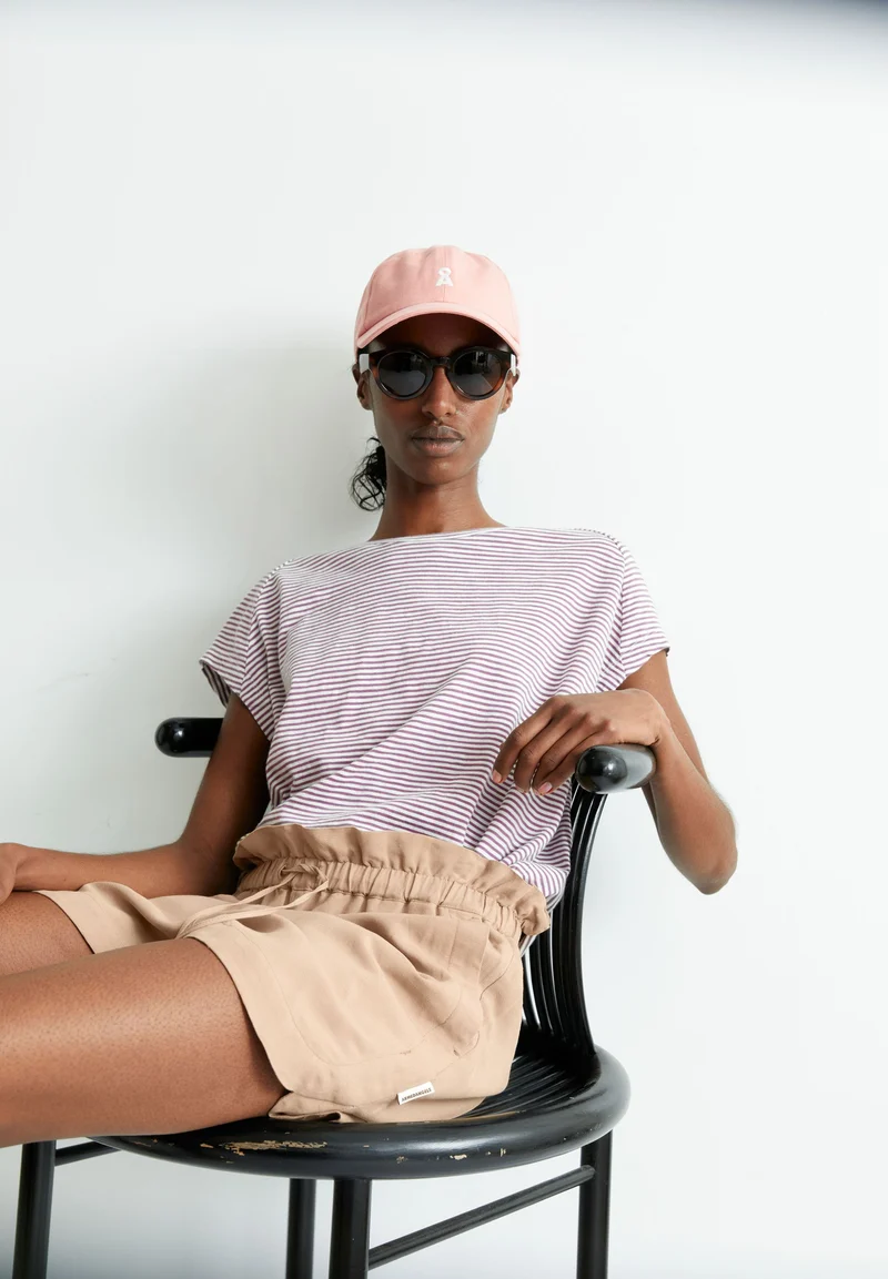 ONELIAA LOVELY STRIPES T-SHIRT | oatmilk-sunset sky