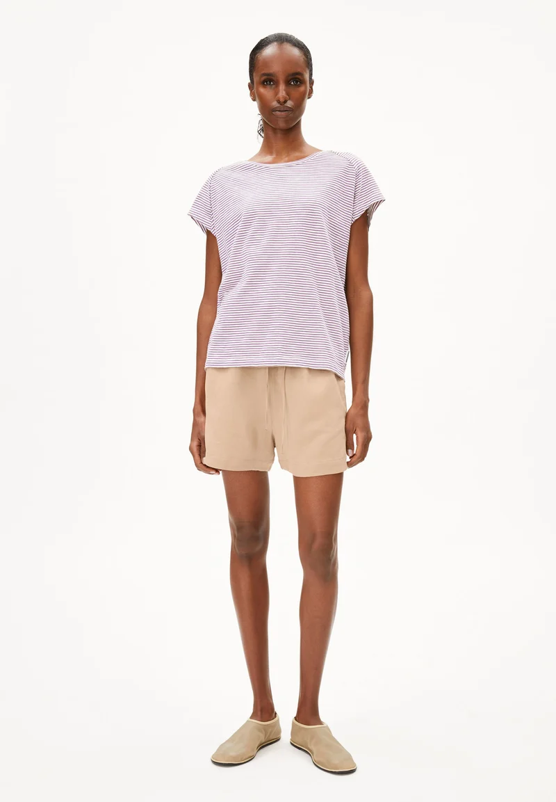 ONELIAA LOVELY STRIPES T-SHIRT | oatmilk-sunset sky
