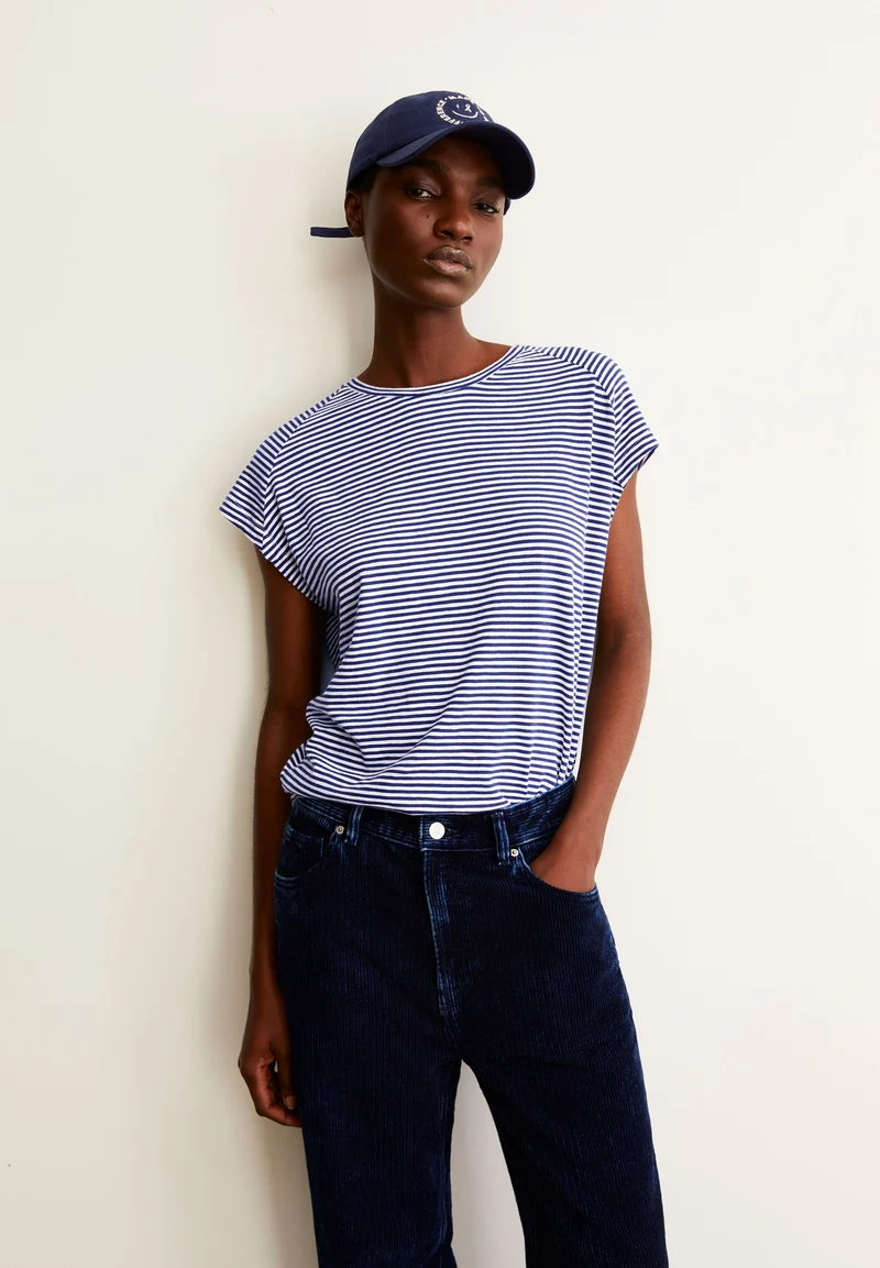 ONELIAA LOVELY STRIPES T-SHIRT | oatmilk-blue noon