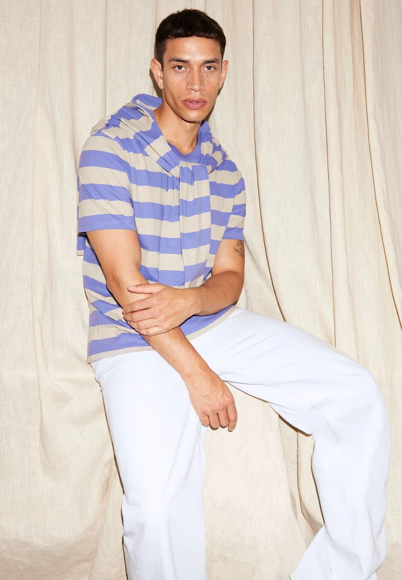 AADONI BOLD STRIPES | vibrant violet-sand stone
