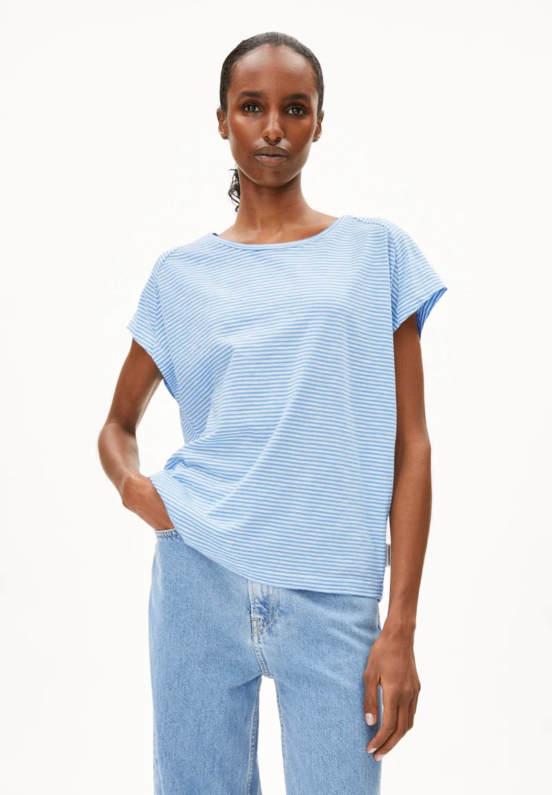ONELIAA LOVELY STRIPES T-SHIRT | oatmilk-silky blue