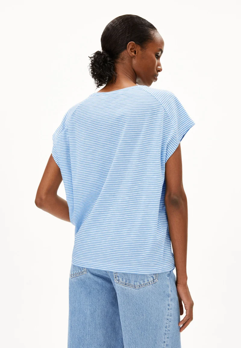 ONELIAA LOVELY STRIPES T-SHIRT | oatmilk-silky blue