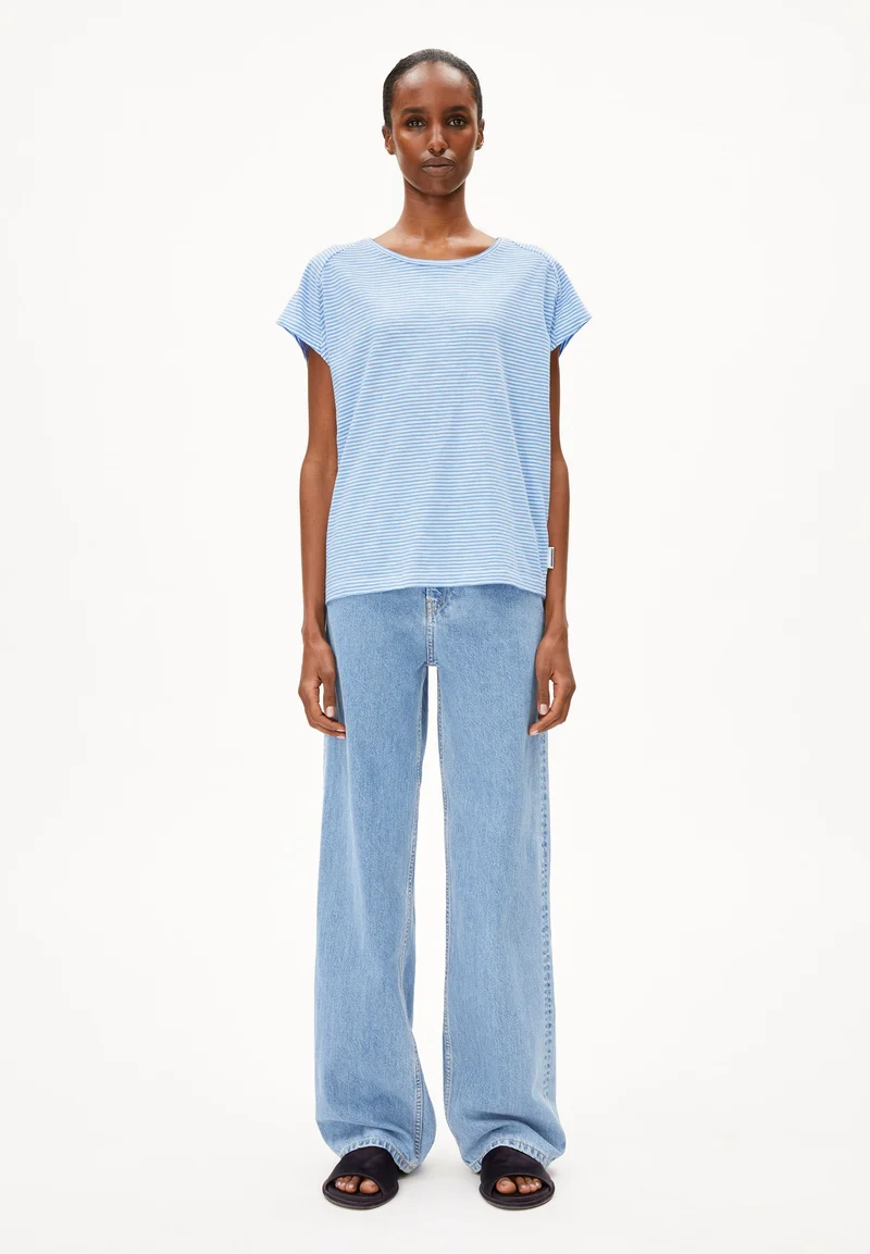 ONELIAA LOVELY STRIPES T-SHIRT | oatmilk-silky blue