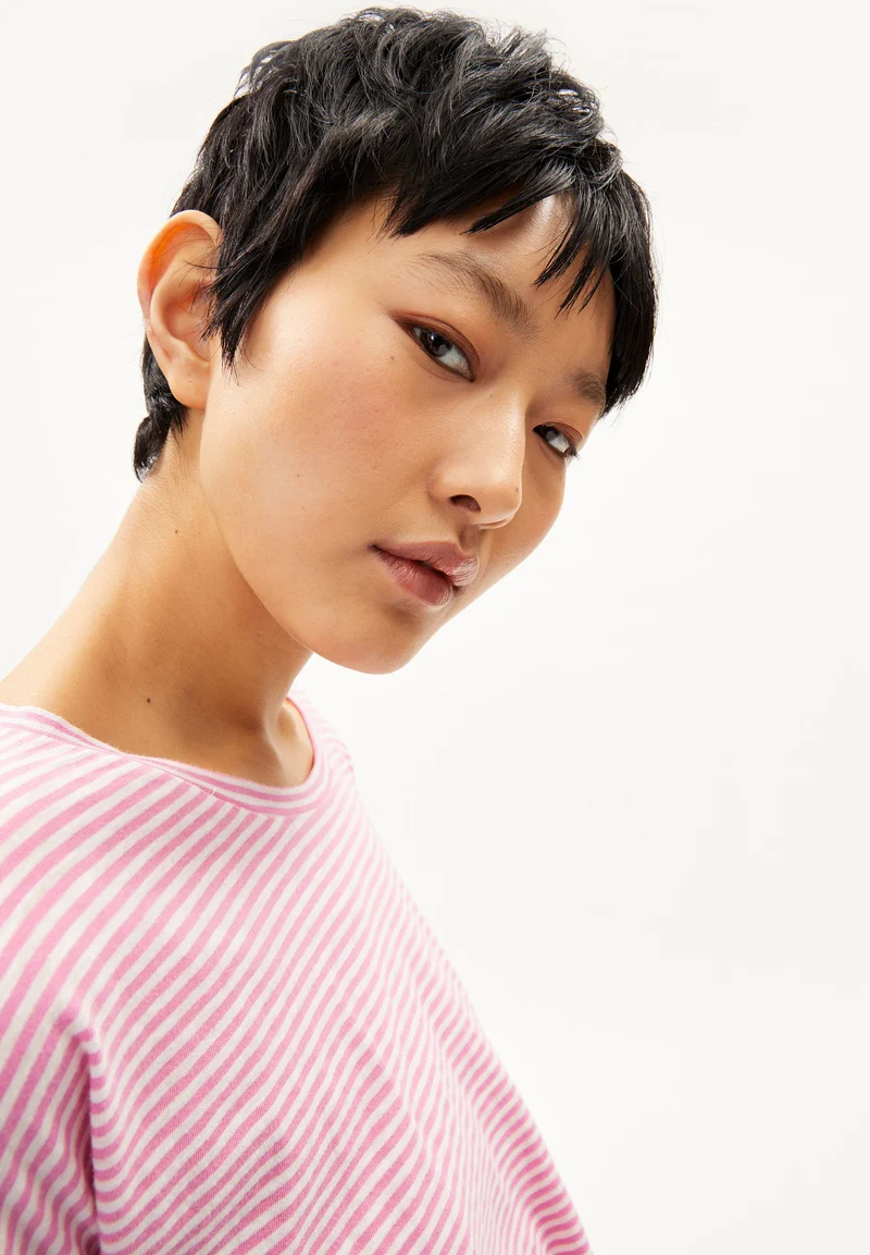 SIANAA LOVELY STRIPES | raspberry pink-oatmilk