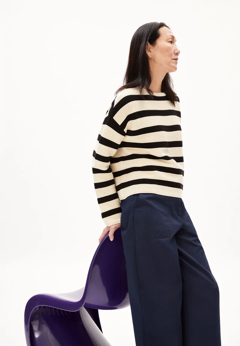 MERINAA STRIPED | oatmilk-black