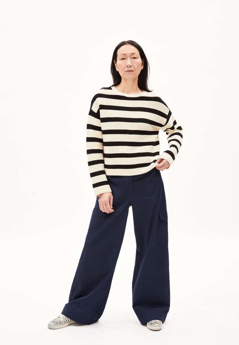 MERINAA STRIPED | oatmilk-black