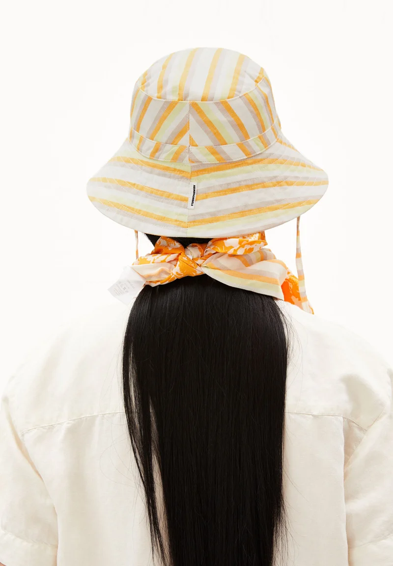 HAALEY STRIPED LINO | off white-mangorange