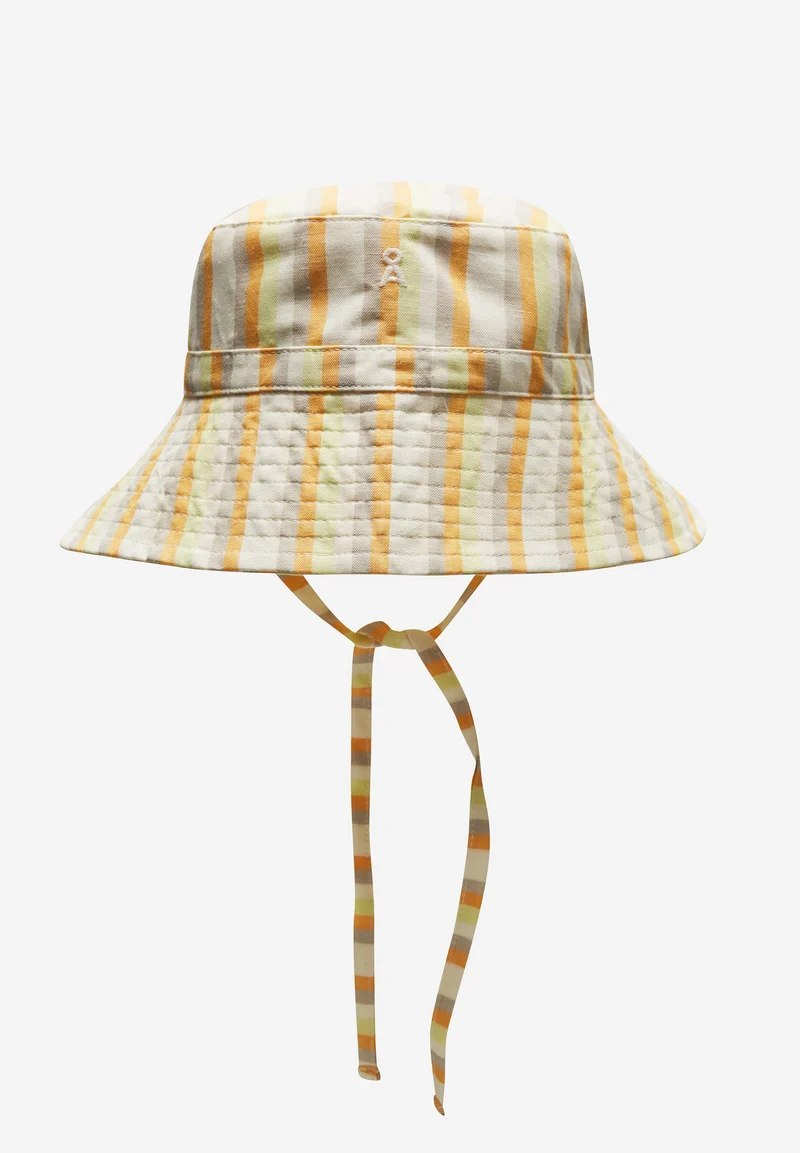 HAALEY STRIPED LINO | off white-mangorange