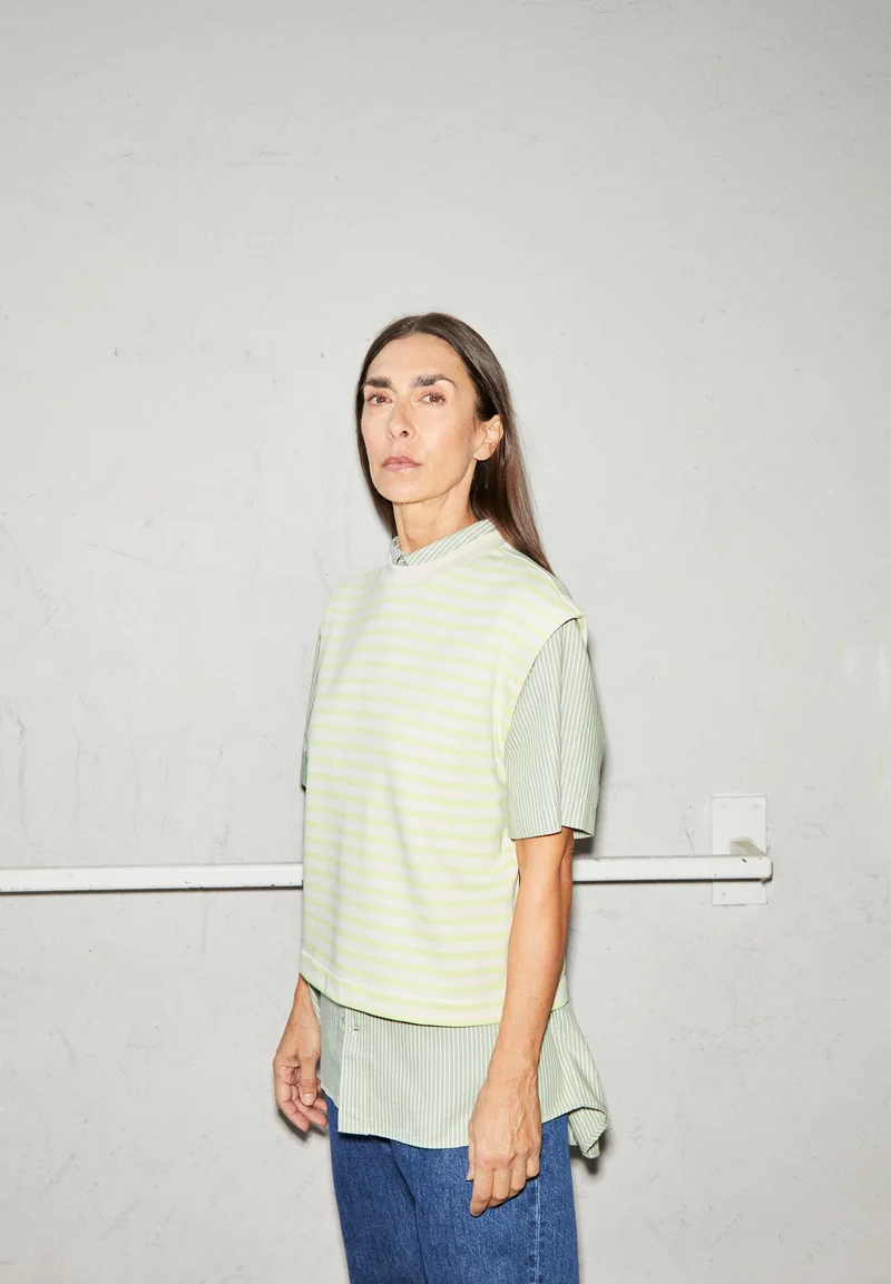 ARANJAA STRIPE | light lime-undyed