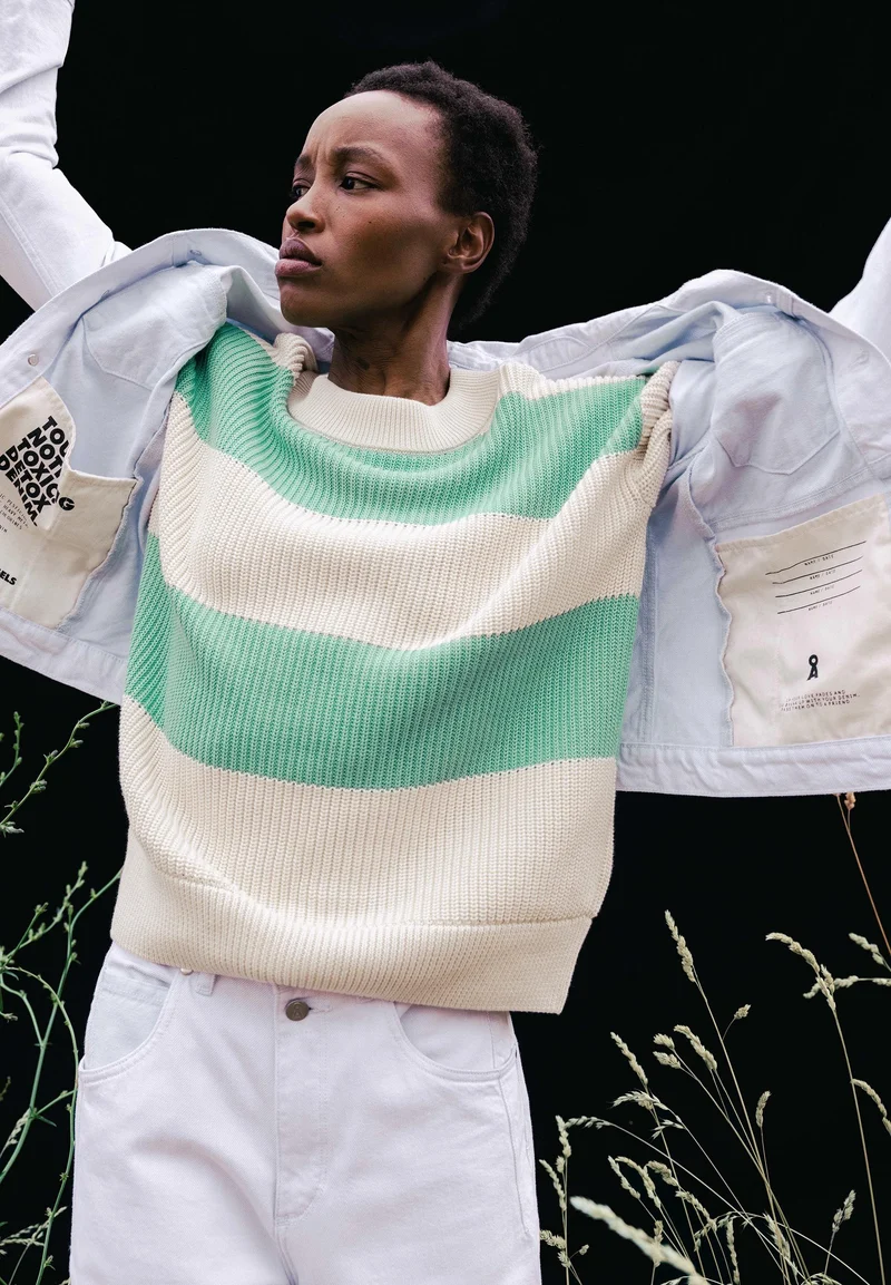 HAAYLE BLOCKSTRIPES | undyed-bright lime
