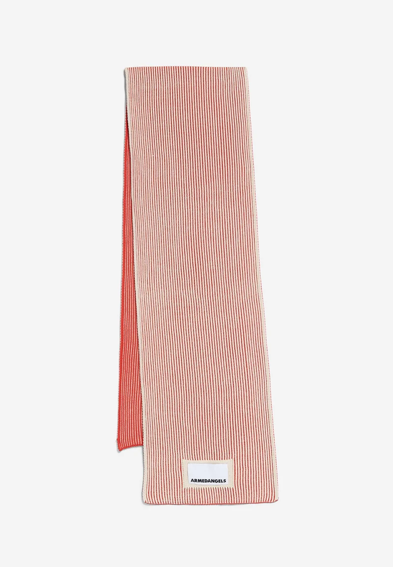 YURAA LOGO SCARF | red alert-oatmilk