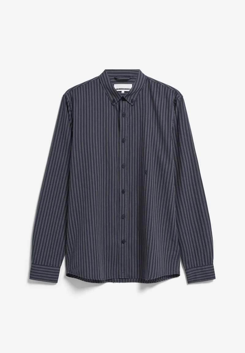 QUAASA STRIPES LANGARMHEMD | night sky-stoney beige