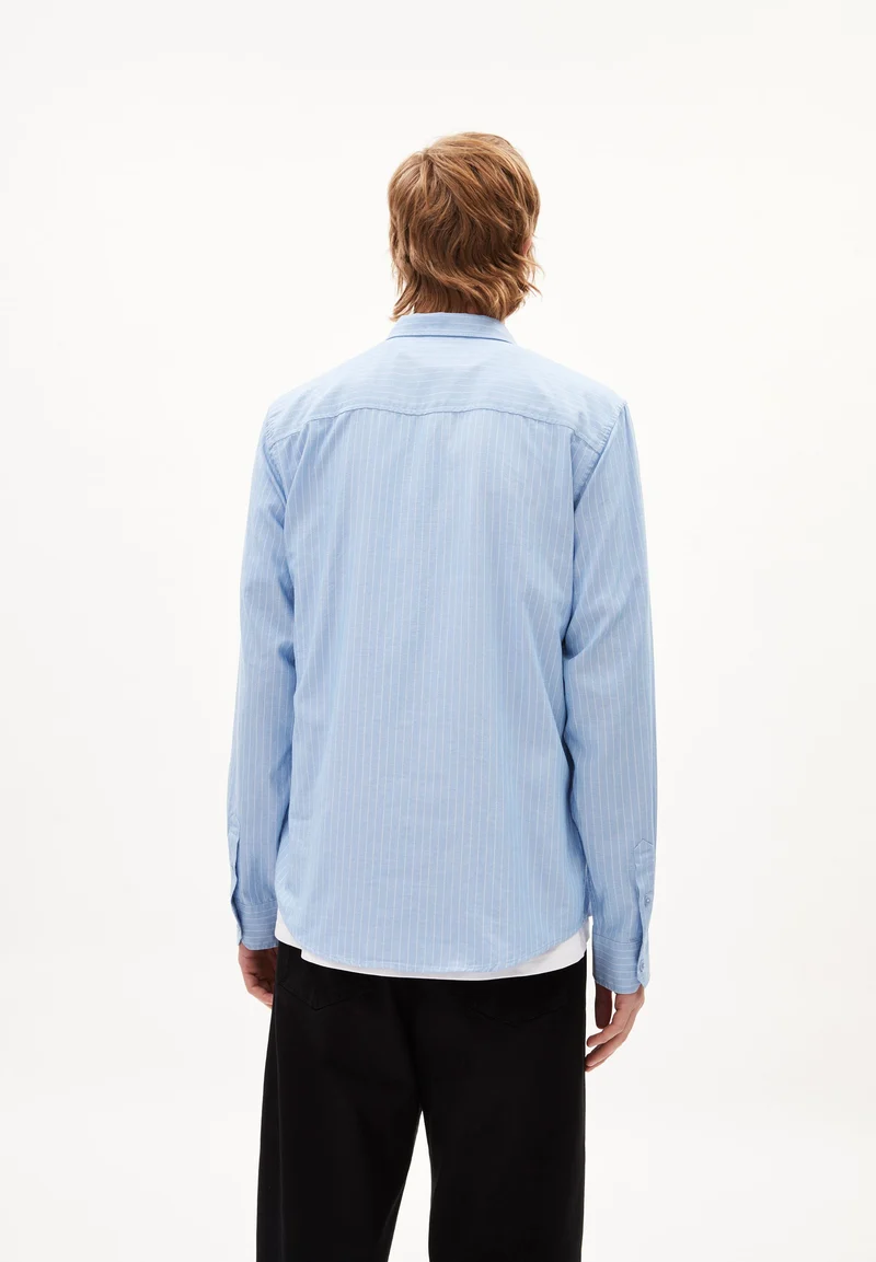 QUAASA STRIPES LANGARMHEMD | iceberg blue - white