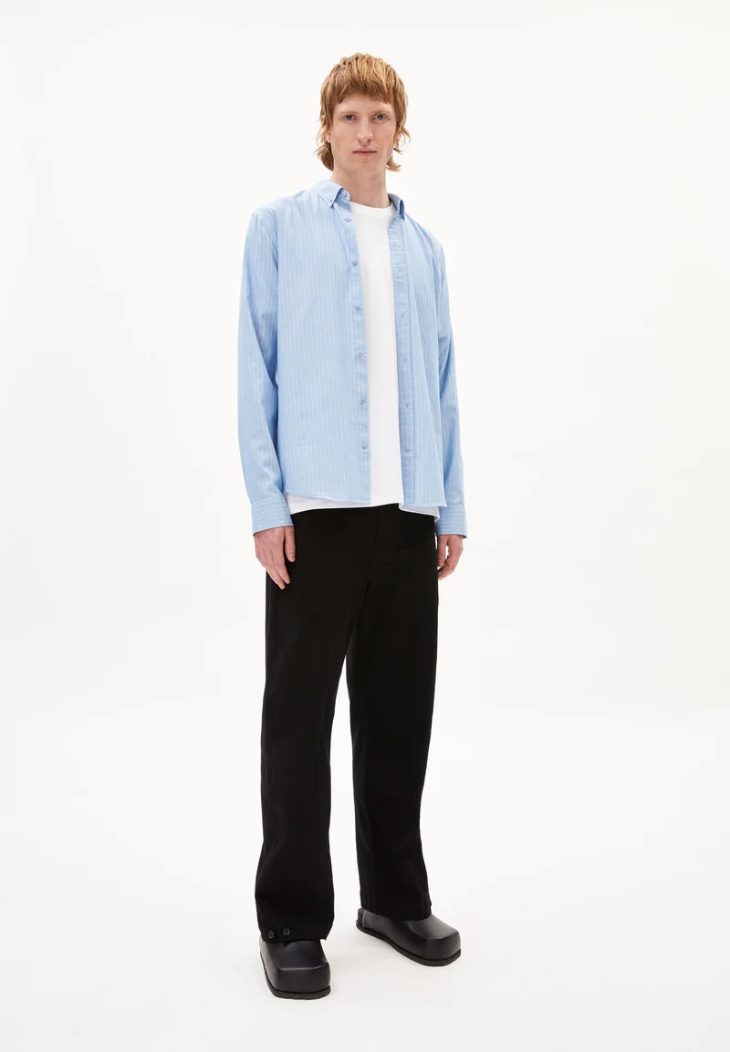 QUAASA STRIPES LANGARMHEMD | iceberg blue - white